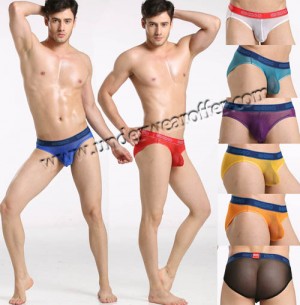 New Sexy Men’s See Through Mesh Bikinis Boxer Briefs Underwear Bulge Pouch Sheer Briefs Size S M L 8 Colors For Choose MU887