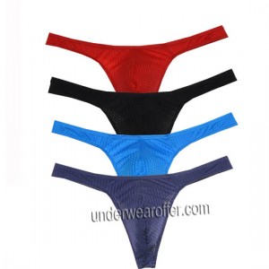Men's Classic T-Back Underwear  Drawnwork Thong Micro Hip Pants Male Pouch Bikini MU74N
